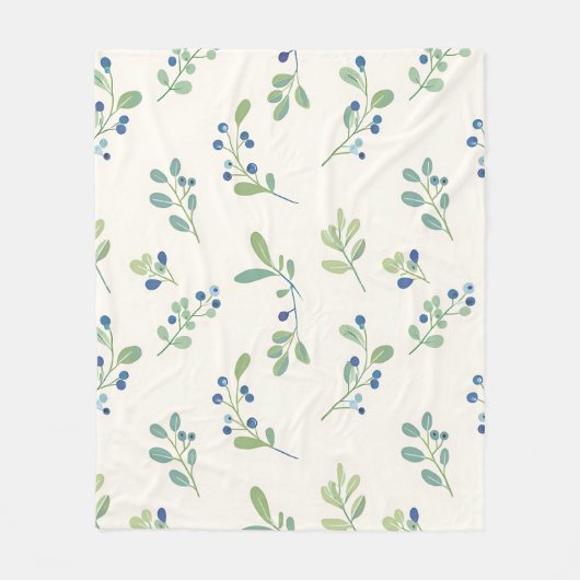 Couverture Polaire Delicate Blueberry Eucalyptus Pattern (Devant)