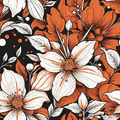 Couverture Polaire Délicate terre cuite et fleurs blanches sur mesure