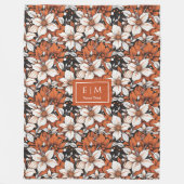Couverture Polaire Délicate terre cuite et fleurs blanches sur mesure (Devant)