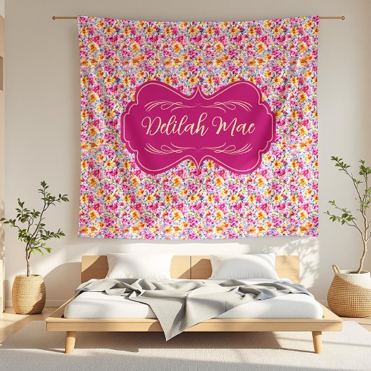 Couverture Polaire Delilah Mae Dainty Floral minuscule rose et jaune