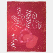 Couverture Polaire Demande en mariage coeurs rouges (Devant)