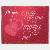 Couverture Polaire Demande en mariage coeurs rouges (Devant (Horizontal))