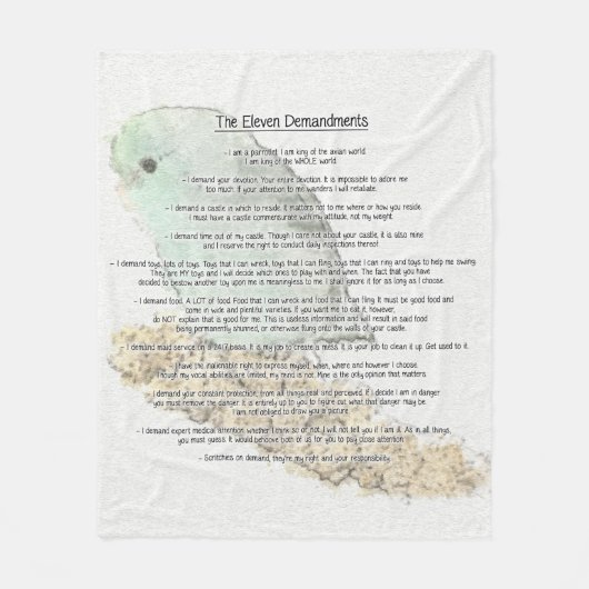 Couverture Polaire Demandments de Parrotlets onze (Devant)