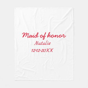 Couverture Polaire Demoiselle d'honneur ajouter nom date année texte