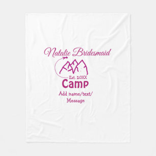 Couverture Polaire Demoiselle d'honneur de camp rose ajouter nom date