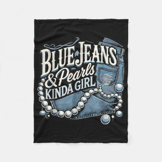 Couverture Polaire Denim Fabric Bleu Jeans Perles Jeans maigre Lover (Devant)