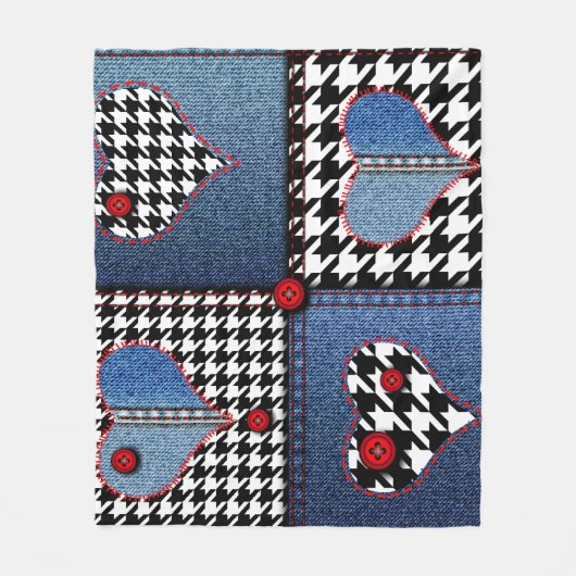 Couverture Polaire Denim Patchwork : Motif en tissu transparent (Devant)