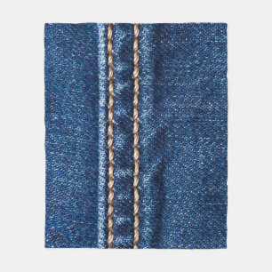 Couverture Polaire Dénim piqué : texture du jean closeup.