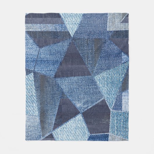 Couverture Polaire Denim Urban : Patchwork à rayures détendues. (Devant)