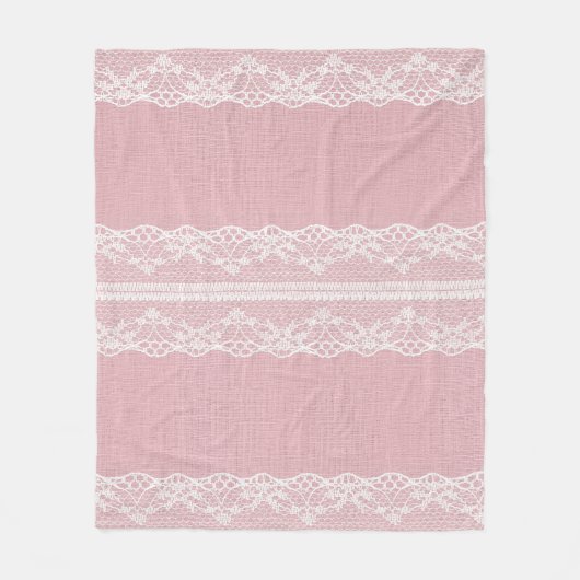 Couverture Polaire Dentelle blanche sur Pastel Lin rose Texture (Devant)