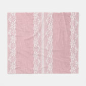 Couverture Polaire Dentelle blanche sur Pastel Lin rose Texture (Devant (Horizontal))