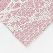 Couverture Polaire Dentelle blanche sur Pastel Lin rose Texture (Coin)