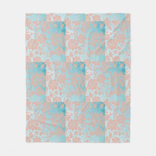 Couverture Polaire Dentelle et Turquoise floraux (Devant)