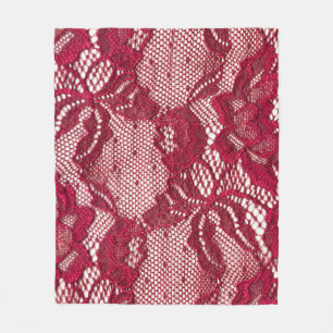 Couverture Polaire Dentelle rouge : textile jacquard élastique.