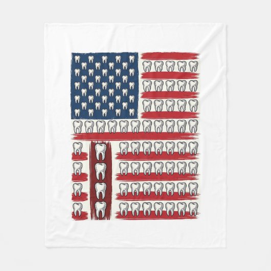 Couverture Polaire Dentiste Patriotique Dent Drapeau (Devant)