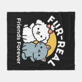 Couverture Polaire Des amis vrais pour toujours | Cute Cat & Chien Du (Devant (Horizontal))