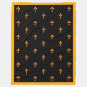 Couverture Polaire Des fleurs d'or sur une bannière noire