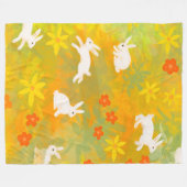 Couverture Polaire Des lapins blancs sur une fleur (Devant (Horizontal))