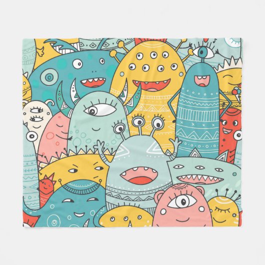 Couverture Polaire Des monstres mignons de style boho, sans soudure. (Devant (Horizontal))