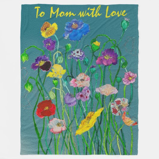 Couverture Polaire Des pavots sauvages sur un arrière - plan vert ten (Devant)