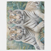 Couverture Polaire Des tigres d'or pâles dans une jungle bleue verte (Devant)