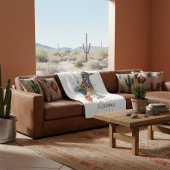 Couverture Polaire Desert Spirit, Roadrunner en Aquarelle, coutume