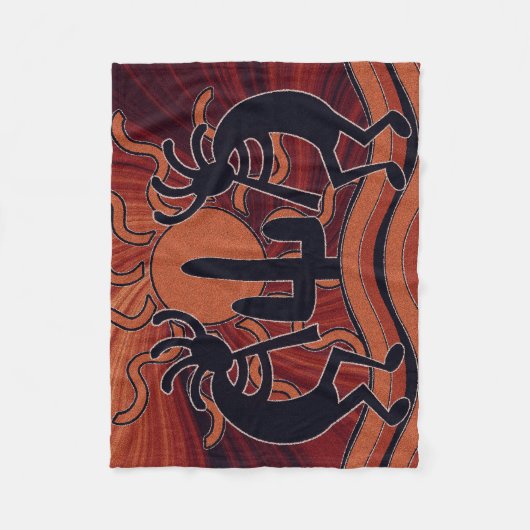Couverture Polaire Desert Sun Cactus Kokopelli Design Sud-ouest (Devant)
