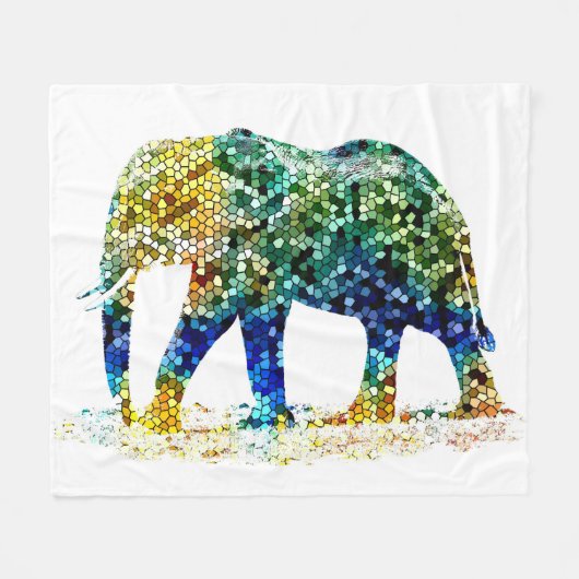 Couverture Polaire Design 36 Mosaic Éléphant (Devant (Horizontal))
