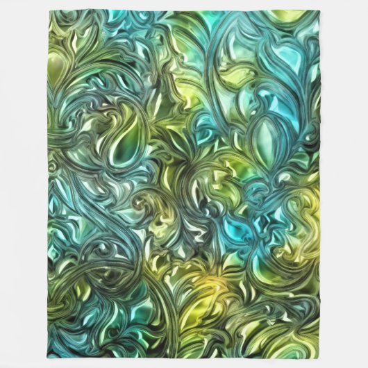 Couverture Polaire Design abstrait bleu et vert (Devant)