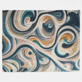 Couverture Polaire Design abstrait en or bleu courbé (Devant (Horizontal))