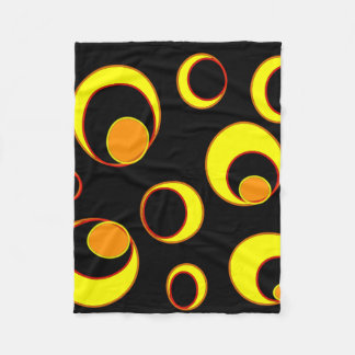 Couverture Polaire Design abstrait moderne, cercles jaunes sur noir