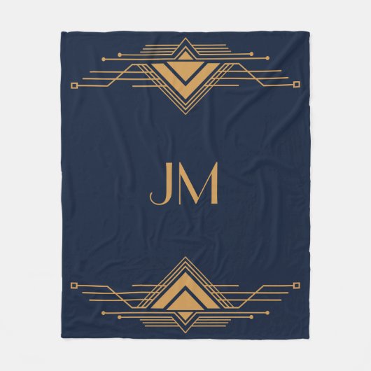 Couverture Polaire Design Art Déco élégant et géométrique or (Devant)