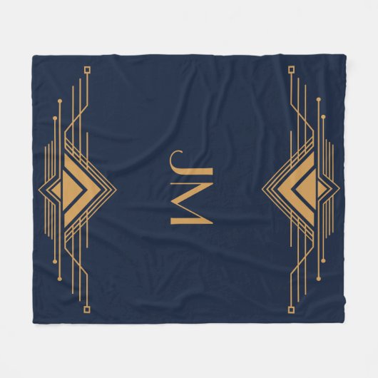 Couverture Polaire Design Art Déco élégant et géométrique or (Devant (Horizontal))