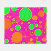 Couverture Polaire Design circulaire néon rose et vert rétro (Devant (Horizontal))