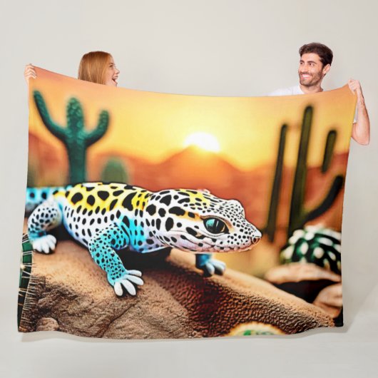 Couverture Polaire Design coloré Gecko Rocks (En situation)