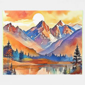 Couverture Polaire Design d'art de Sunset Mountain (Devant (Horizontal))