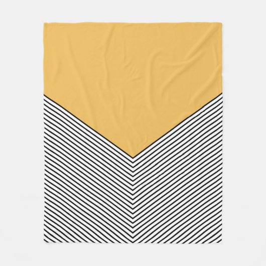 Couverture Polaire Design de chevrons noir et blanc et triangle jaune (Devant)