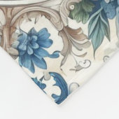 Couverture Polaire Design de feuillage bleu et blanc (Coin)