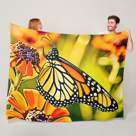 Couverture Polaire Design de fleur de papillon de monarque délicat (En situation)