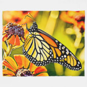 Couverture Polaire Design de fleur de papillon de monarque délicat (Devant (Horizontal))