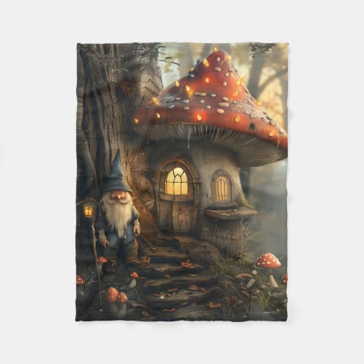 Couverture Polaire Design de gnome et de champignon (Devant)
