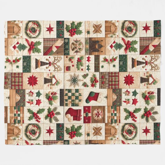 Couverture Polaire Design de Noël doré (Devant (Horizontal))