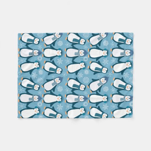Couverture Polaire Design de pingouins d'hiver (Devant (Horizontal))
