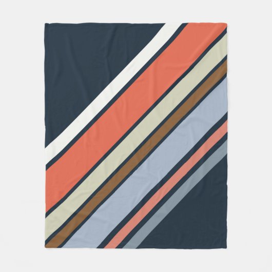 Couverture Polaire Design de rayures de style rétro diagonale (Devant)