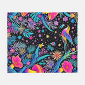 Couverture Polaire Design de rêve de nuit de la Forêt Magique de Neon (Devant (Horizontal))