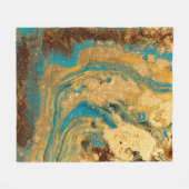 Couverture Polaire Design de texture dorée marbré. Bleu et marbre dor (Devant (Horizontal))
