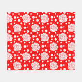 Couverture Polaire Design d'illustrations florales Pois en rouge blan (Devant (Horizontal))