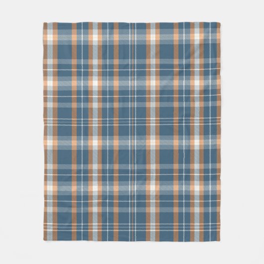 Couverture Polaire Design en plaid bleu, crème et orange (Devant)