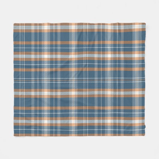 Couverture Polaire Design en plaid bleu, crème et orange (Devant (Horizontal))