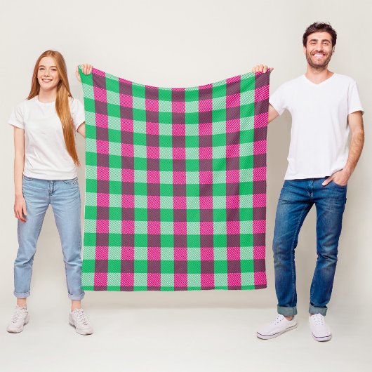 Couverture Polaire Design En vichy chèque rose